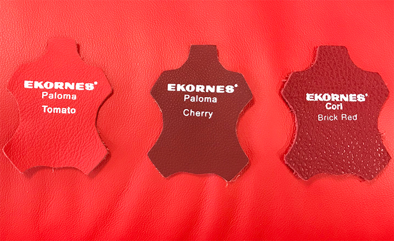 Stressless Paloma Tomato Cherry and Cori Brick Red Comparison Color Chart
