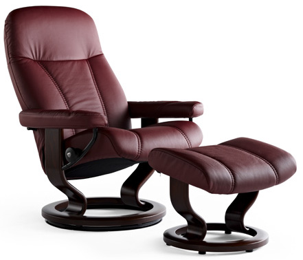 Stressless Consul Classic Base Recliner Chair and Ottoman
