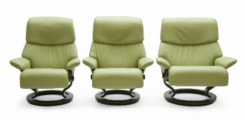 Stressless Paloma Green 09490 Leather Color Recliner Chair and Ottoman from Ekornes