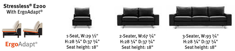 Stressless E200 ErgoAdapt Sofa Ekornes Dimensions