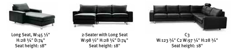 Stressless Ekornes E200 ErgoAdapt Sofa Dimensions