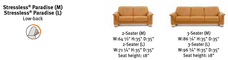Stressless Paradise Low Back Sofa Ekornes Dimensions